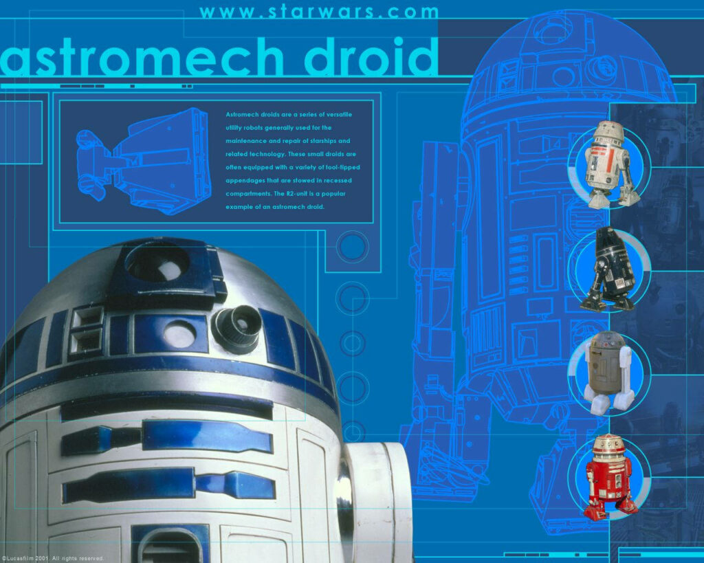 Astromech Droid Wallpaper: R2-D2 Blueprint Background Design