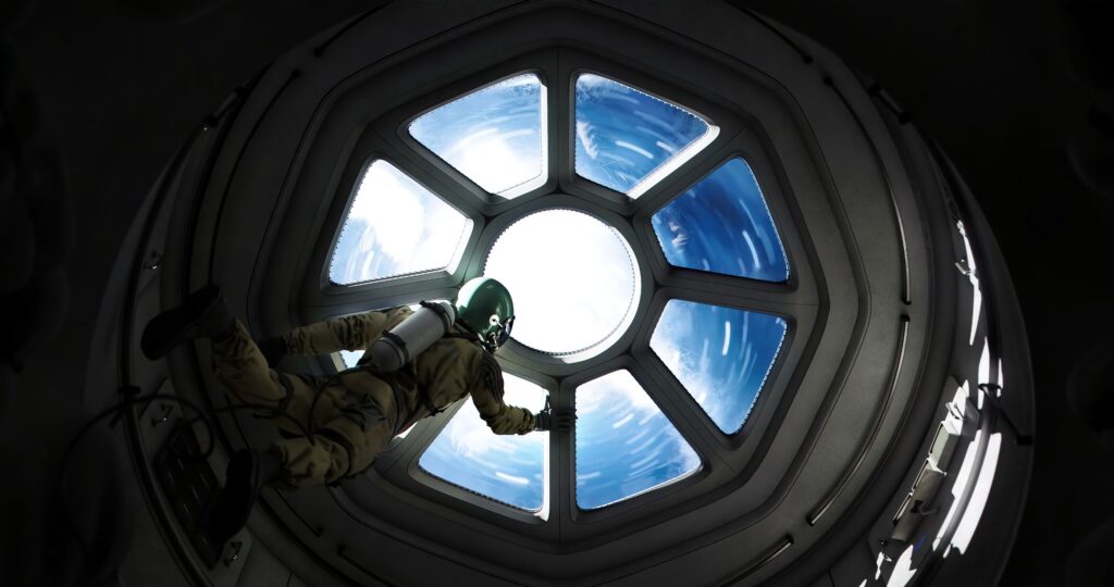 Weightless Astronaut Gazing at Space - Stunning Wallpaper Background