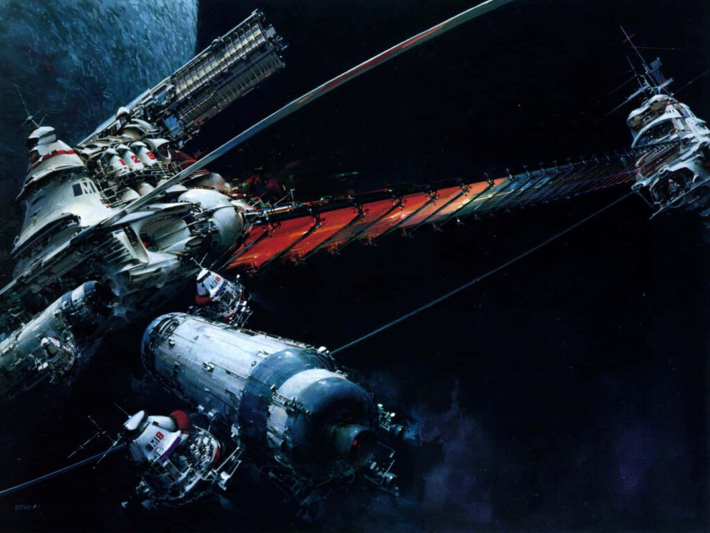 Futuristic ISS: Astronauts Repair in Space - Stunning Wallpaper