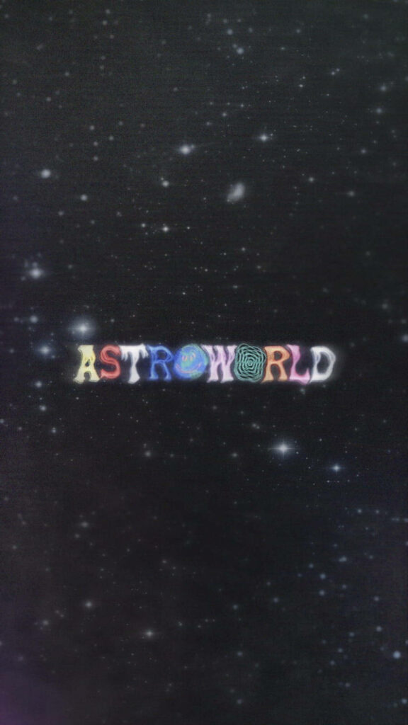 Cosmic wallpaper with vibrant colorful Astroworld logo reflecting Travis Scott album theme