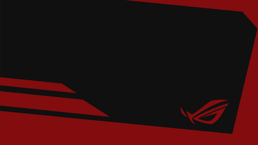 Asus ROG wallpaper with bold red and black geometric shapes and signature logo for gamers