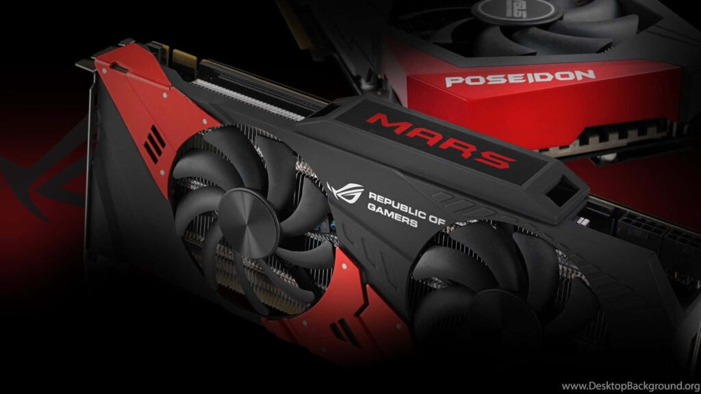 Asus ROG graphics cards wallpaper showcasing bold design and advanced gaming technology background