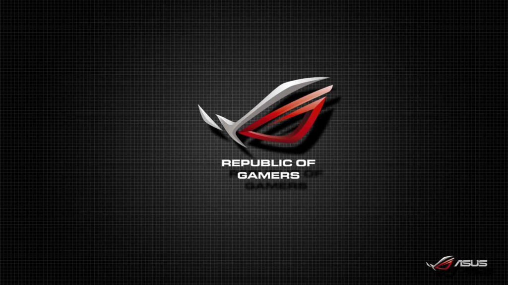 Asus ROG logo in red and silver on dark textured background with Republic of Gamers text wallpaper