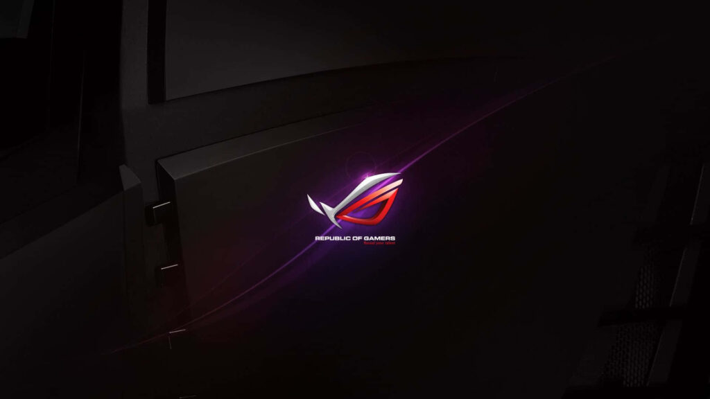 Asus ROG logo glowing vibrant colors dark background high performance gaming wallpaper background