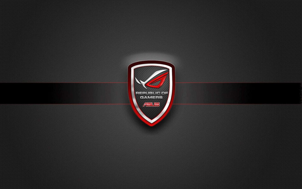 Bold Asus ROG logo on sleek dark background showcasing powerful Republic of Gamers design Wallpaper