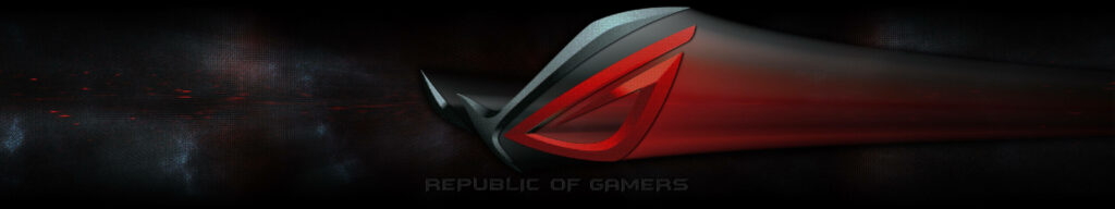 Asus ROG logo widescreen wallpaper metallic red design dark futuristic high performance background