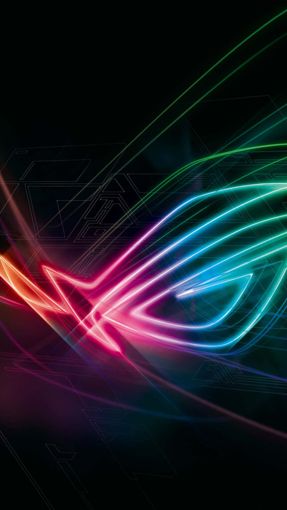 Vibrant 4K Asus ROG logo neon wallpaper glowing futuristic gaming background for phone