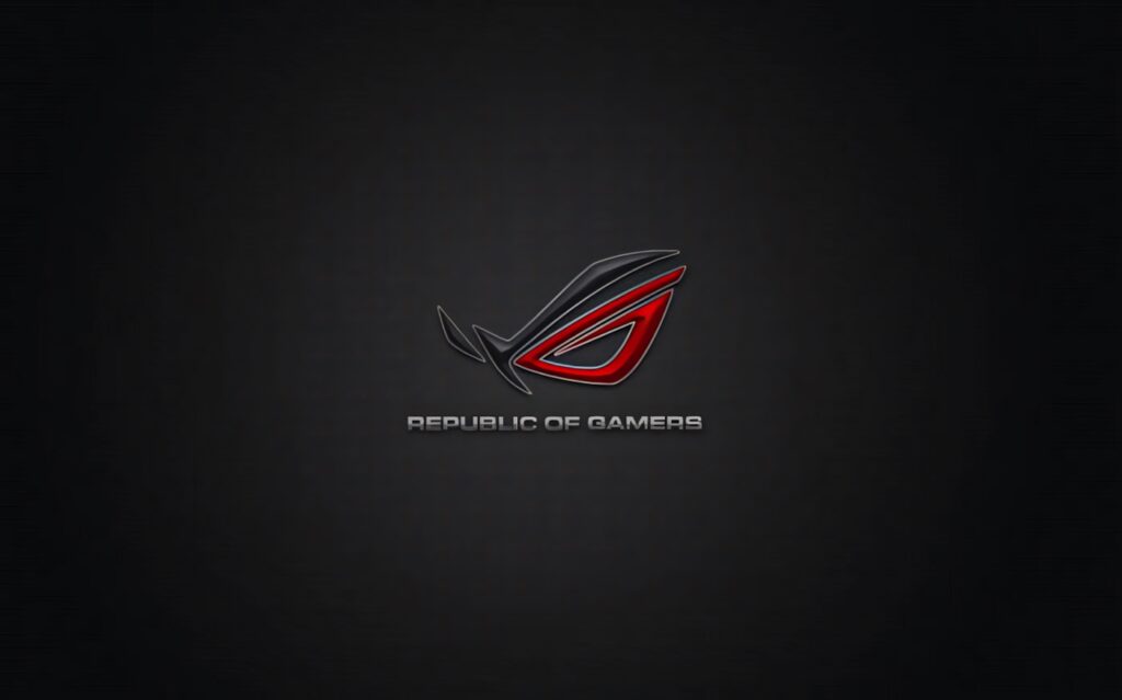 Asus ROG logo wallpaper red white outline dark textured background Republic of Gamers branding