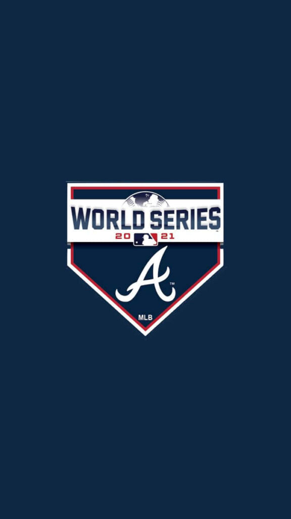 Atlanta Braves 2021 World Series iPhone wallpaper with iconic logo on bold navy background