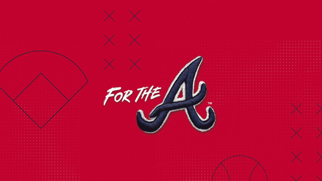 Atlanta Braves wallpaper with bold A logo on red background and subtle baseball field patterns