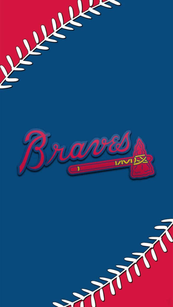 Atlanta Braves classic logo wallpaper with bold blue and red background for iPhone background