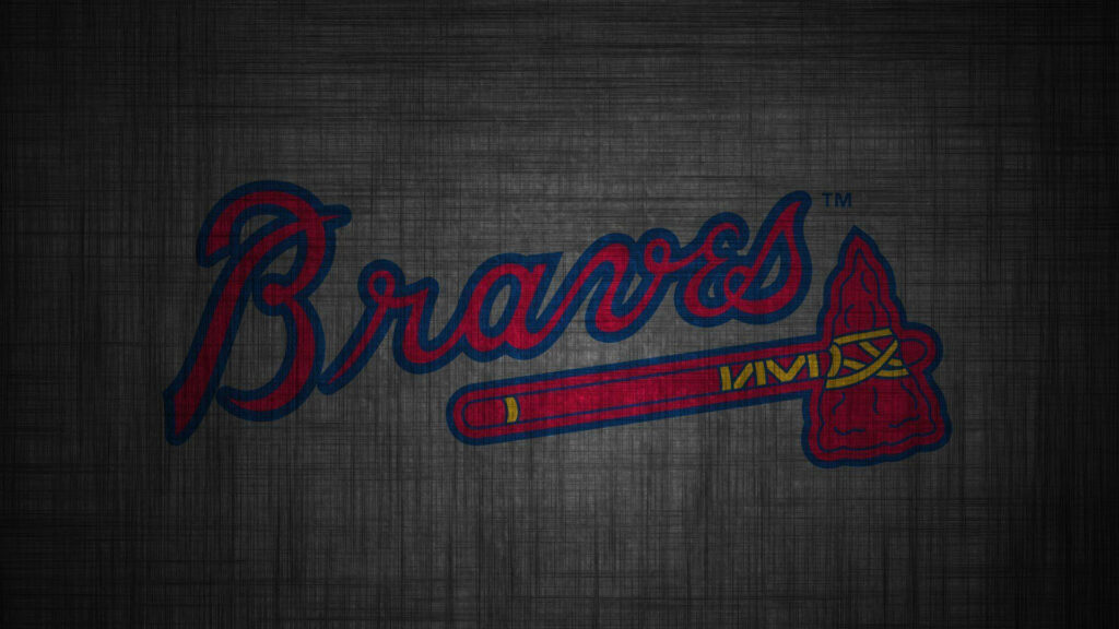 Atlanta Braves grunge logo wallpaper bold script tomahawk dark textured background art