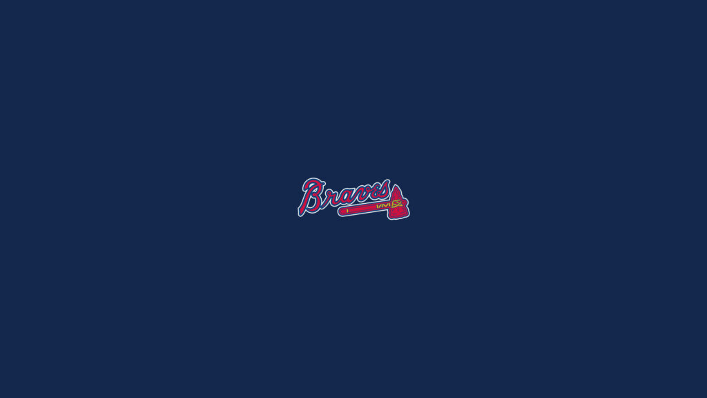 Atlanta Braves emblem centered on solid navy blue background clean bold team logo wallpaper