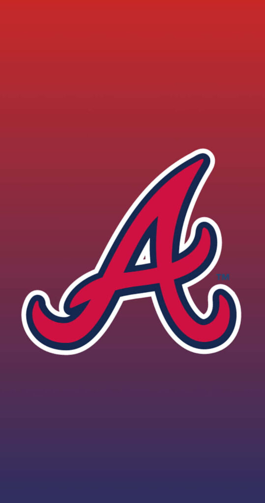 Atlanta Braves logo on red and blue gradient background vibrant MLB baseball wallpaper design