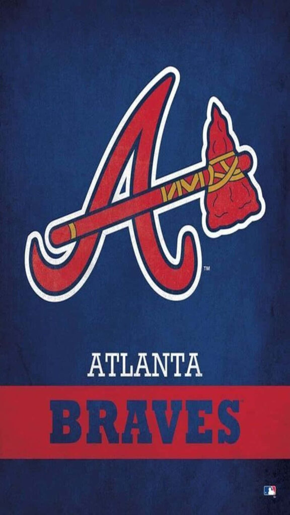 Atlanta Braves official iPhone wallpaper with bold team logo and name on deep blue background