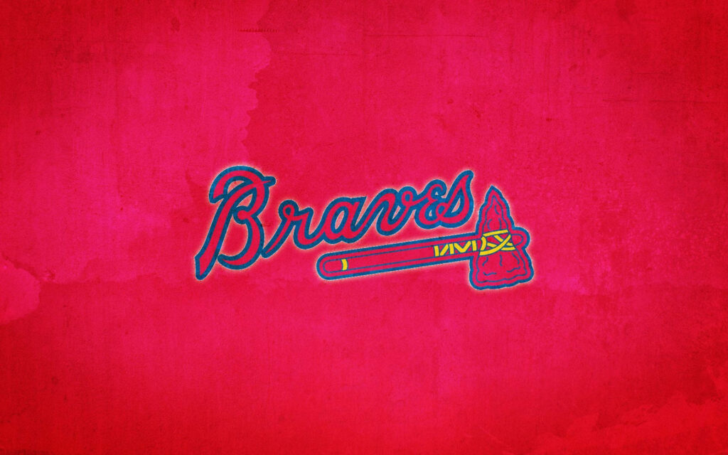 Atlanta Braves Red Ax Wallpaper with bold blue red logo on textured red background fans love