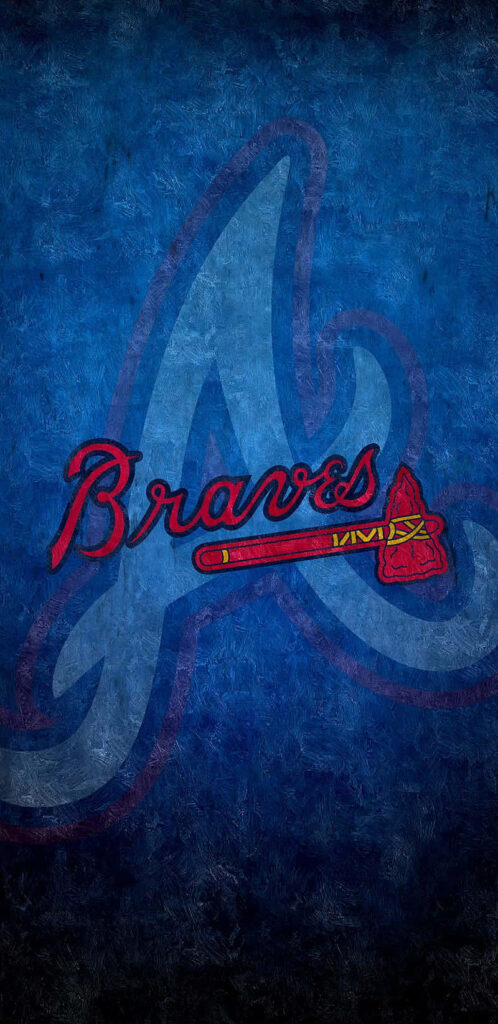 Atlanta Braves wallpaper with iconic logo on textured blue background for iPhone fans