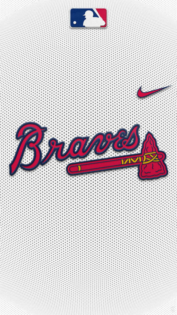 Atlanta Braves iPhone wallpaper with iconic Braves logo on classic jersey background