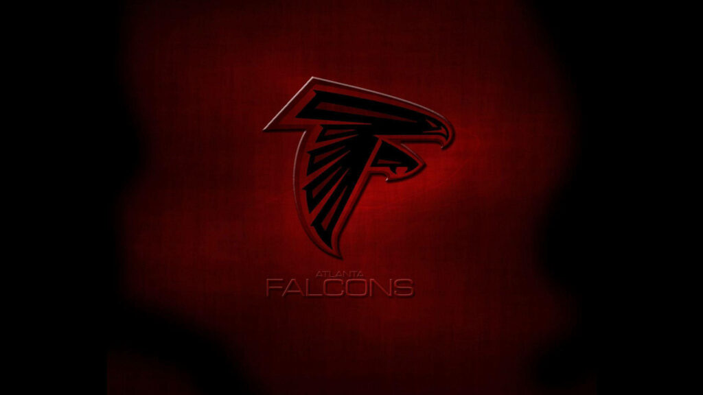 Atlanta Falcons black logo on dark red background vibrant wallpaper for football fans