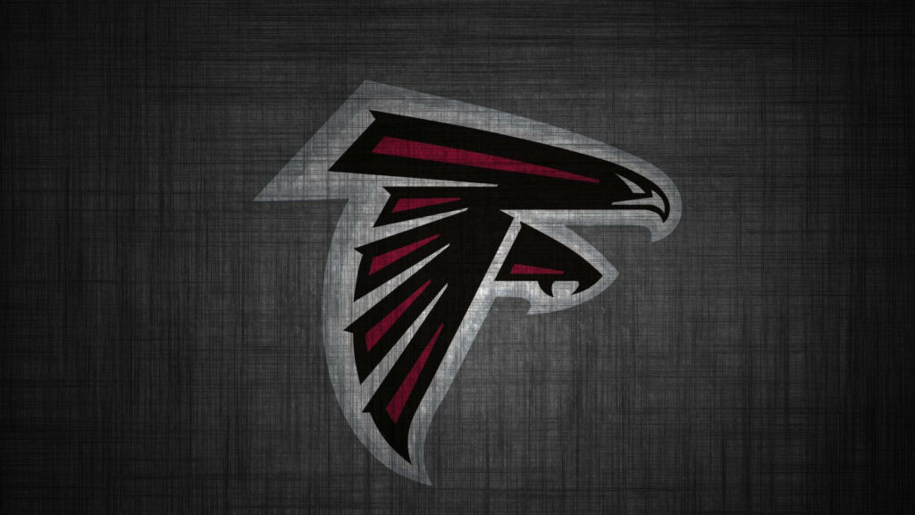Atlanta Falcons logo on textured dark background with red black and silver modern wallpaper design