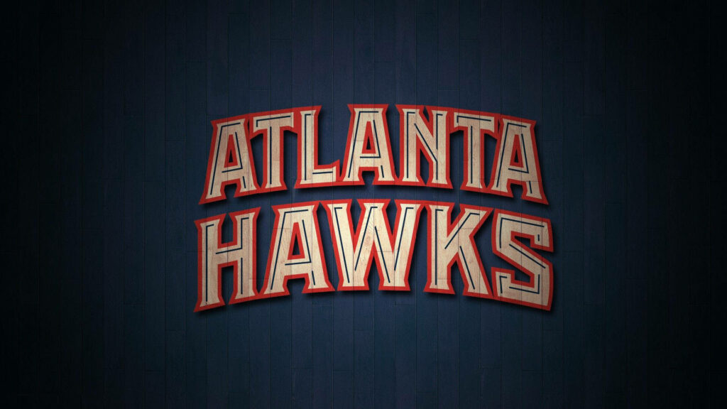 Atlanta Hawks 3D block letters word art wallpaper with red outline on dark textured background