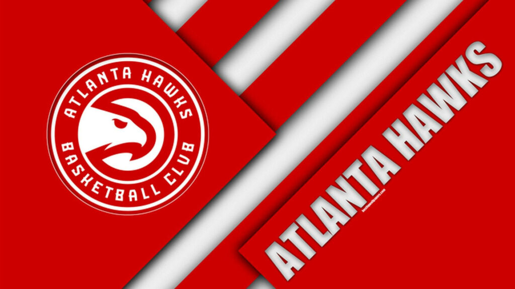 Atlanta Hawks logo with bold red white layered design vibrant basketball fan wallpaper background