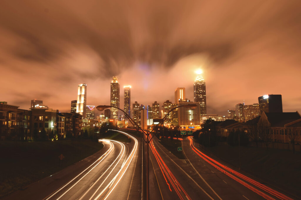 Stunning Atlanta Skyline Wallpaper: Bright Lights & Dramatic Sky