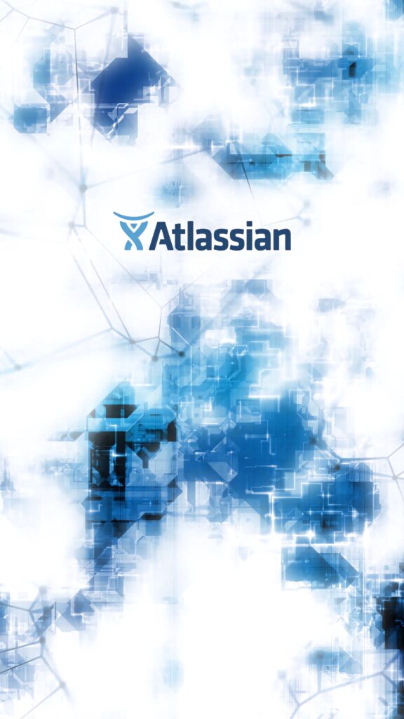 Atlassian wallpaper with abstract blue and white geometric shapes and central logo background