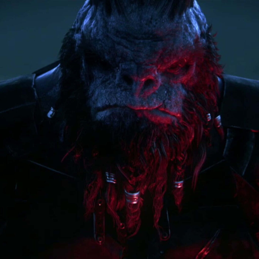 Atriox Banished Halo leader red dramatic lighting intense dark portrait wallpaper background