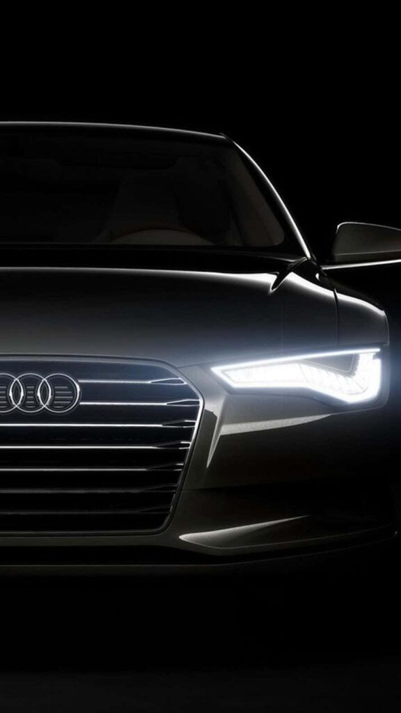 Audi A8 front view with LED headlights and elegant grille luxury car wallpaper for iPhone