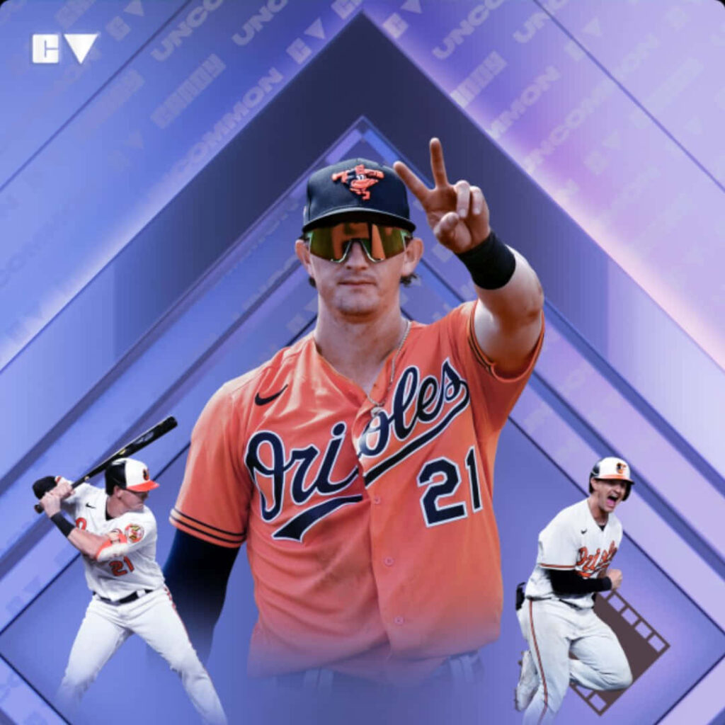 Austin Hays Orioles wallpaper collage dynamic action poses vibrant geometric background