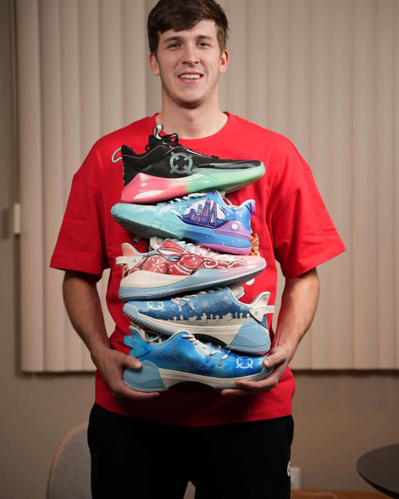 Austin Reaves basketball sneaker collection vibrant colorful unique shoes wallpaper background