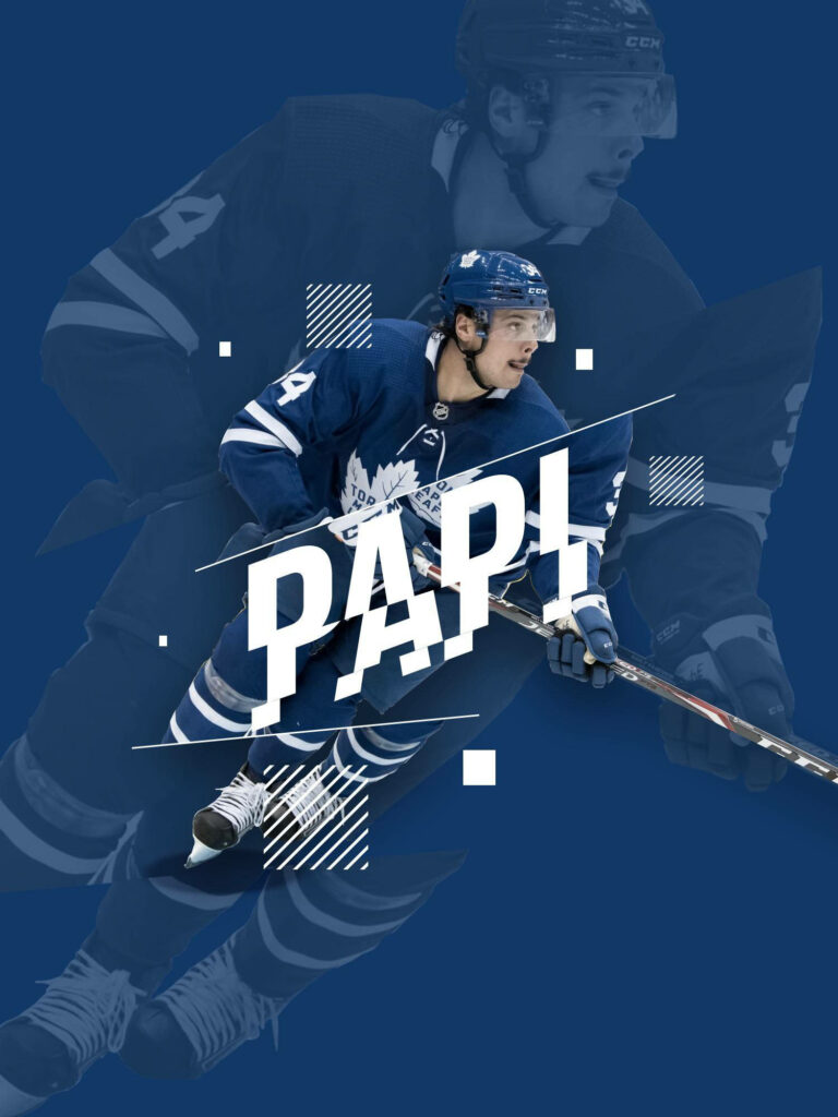 Auston Matthews Papi intense hockey action on ice dynamic wallpaper background image