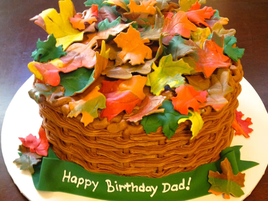 Fall Birthday Cake Wallpaper - Cozy Autumn Leaves Design