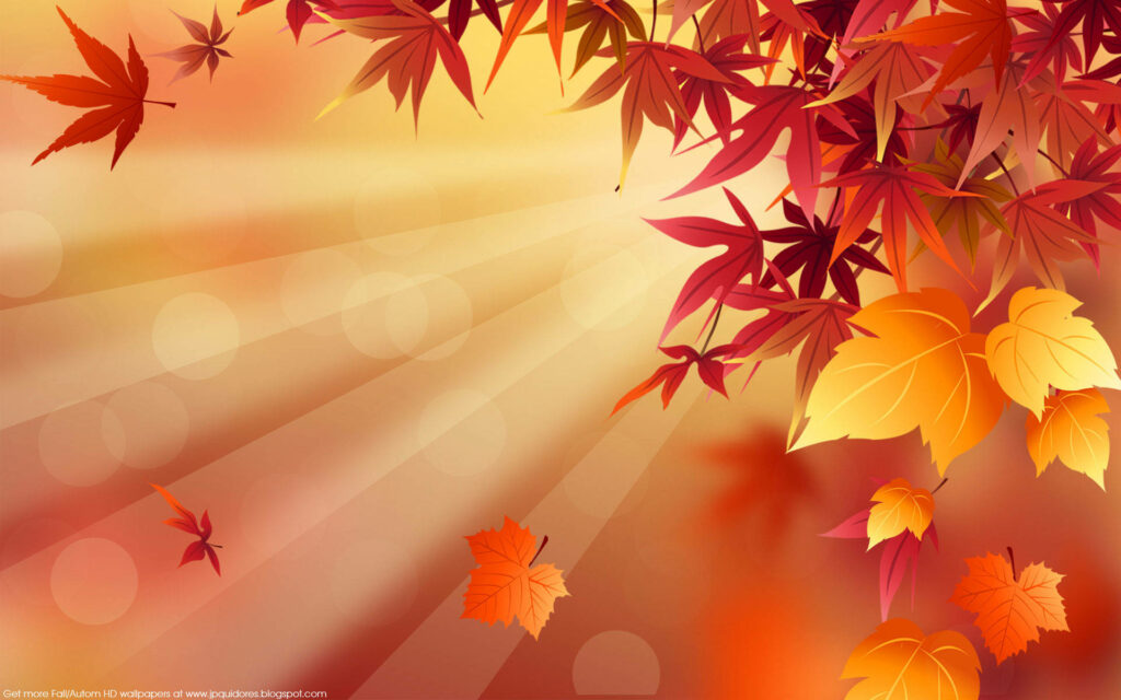 Autumn Splendor: Vibrant Maple Leaves Dance Amidst Sunlit Bokeh Wallpaper