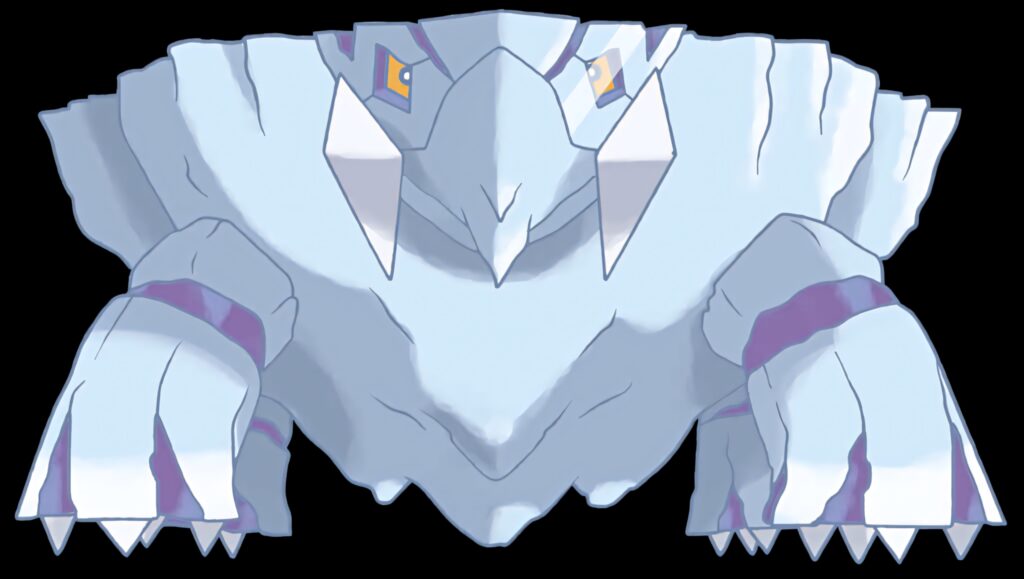 Avalugg front view bold icy body sharp crystal features striking Pokemon wallpaper background