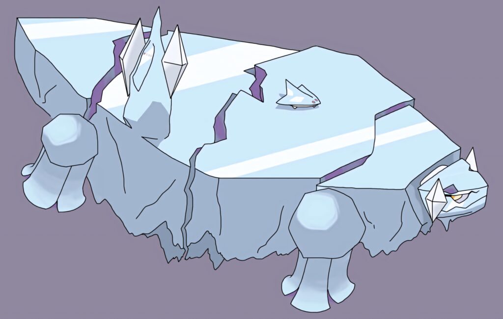 Avalugg ice-type Pokémon with detailed icy textures and rugged glacier formations wallpaper background