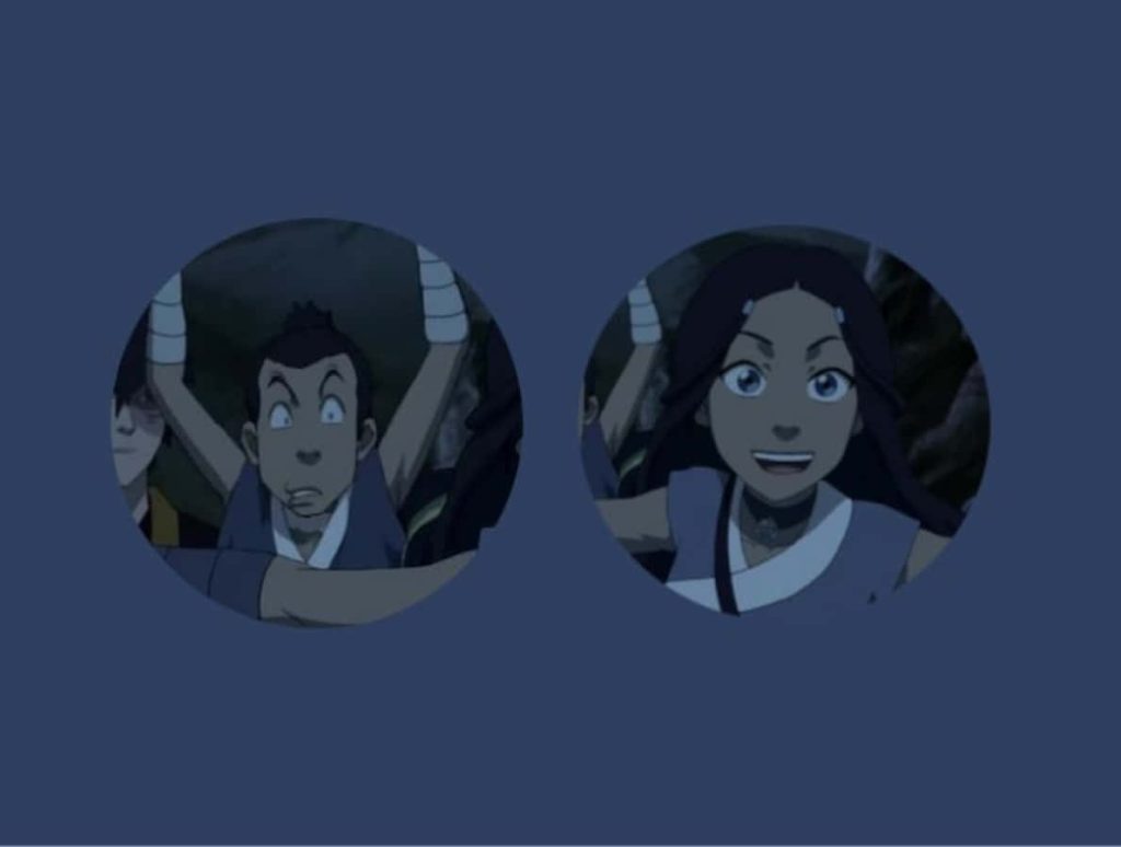 Avatar The Last Airbender Sokka shocked Katara smiling blue matching profile picture set wallpaper