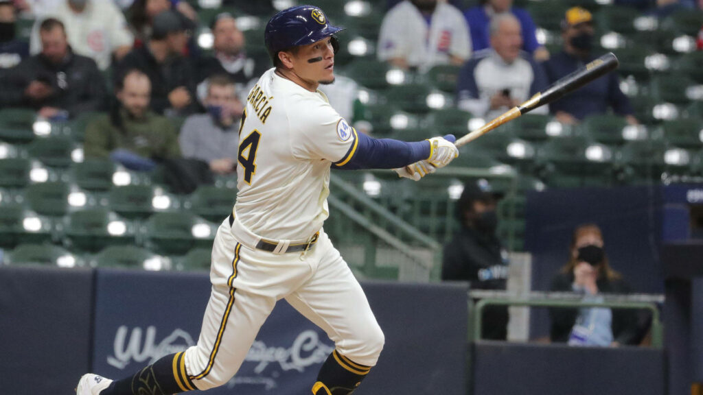 Avisail Garcia powerful baseball swing action shot professional athlete wallpaper background