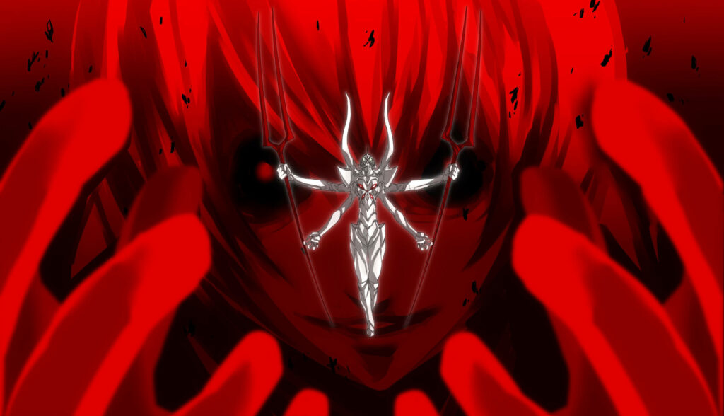 Awakened Eva Unit 13 glowing white with intense red background Neon Genesis Evangelion wallpaper