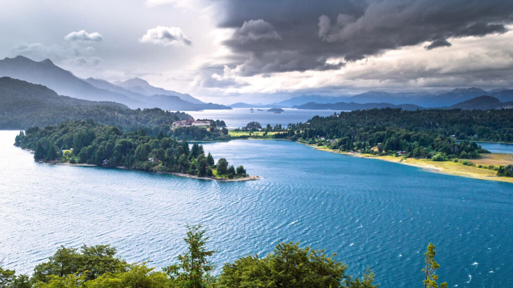 Serene Paradise: Spectacular HD Nature Background of Nahuel Huapi Lake in Bariloche, Argentina Wallpaper