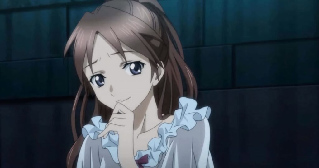Ayase Shinomiya thoughtful gentle expression detailed design dimly lit wallpaper background
