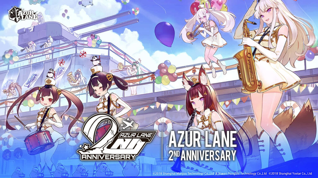 Azur Lane 2nd Anniversary Wallpaper: Joyful Characters & Festive Vibes
