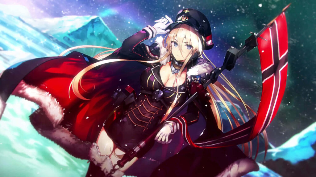 Battle-Ready Azur Lane Character Wallpaper in Snowy Landscape