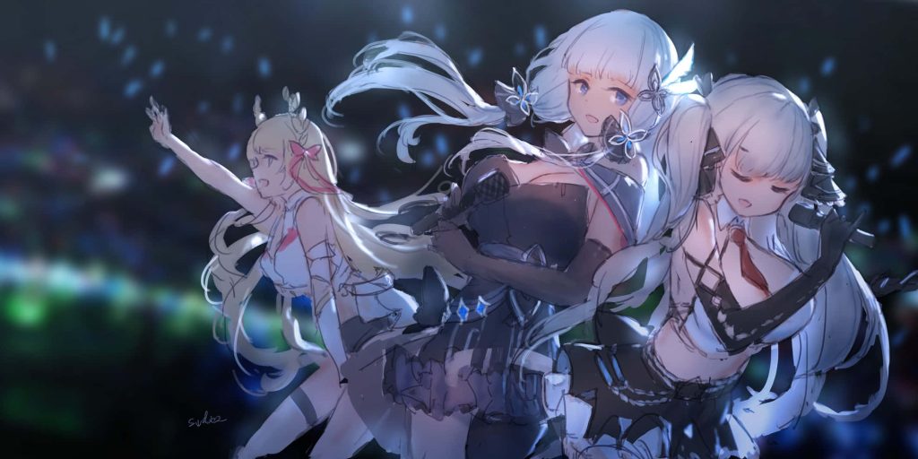 Azur Lane Formidable idol unit performing live anime concert vibrant digital art wallpaper
