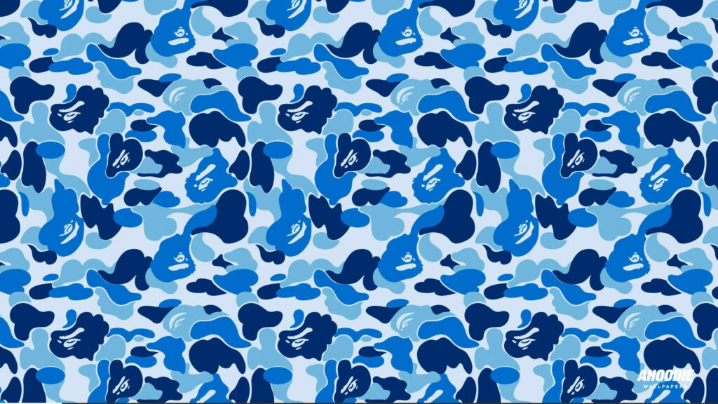 Blue Camo Pattern with Modern Twist for Trendy Aesthetic Wallpaper