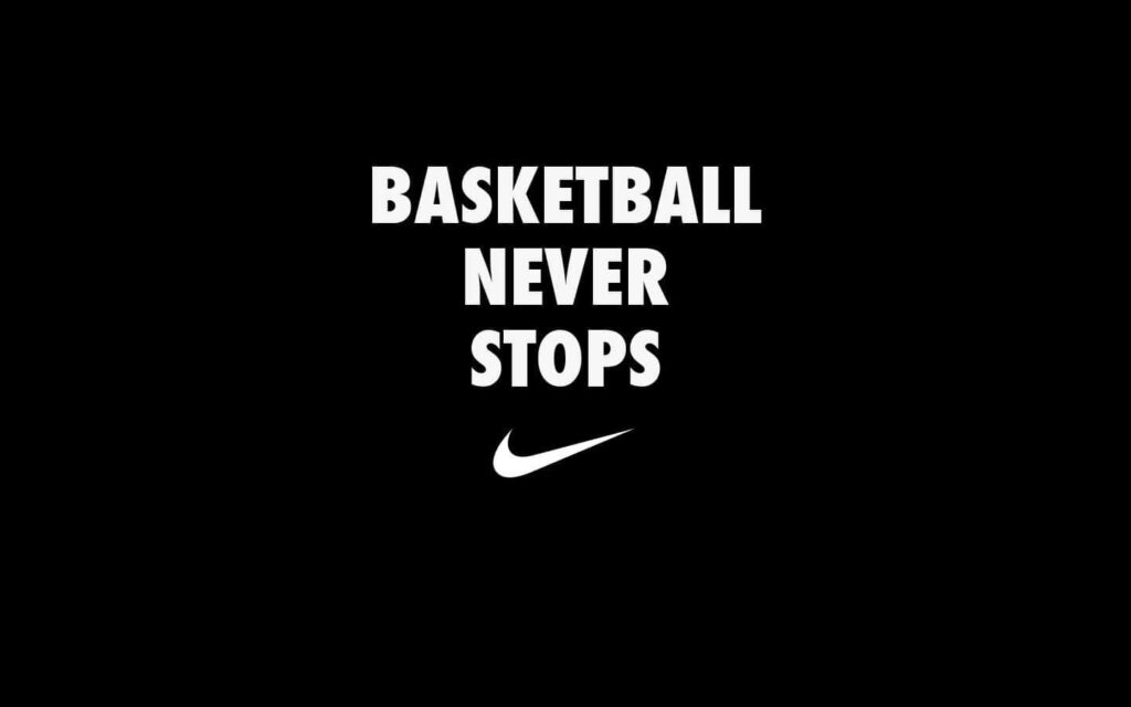 Bold Basketball Wallpaper: 'Basketball Never Stops' Design