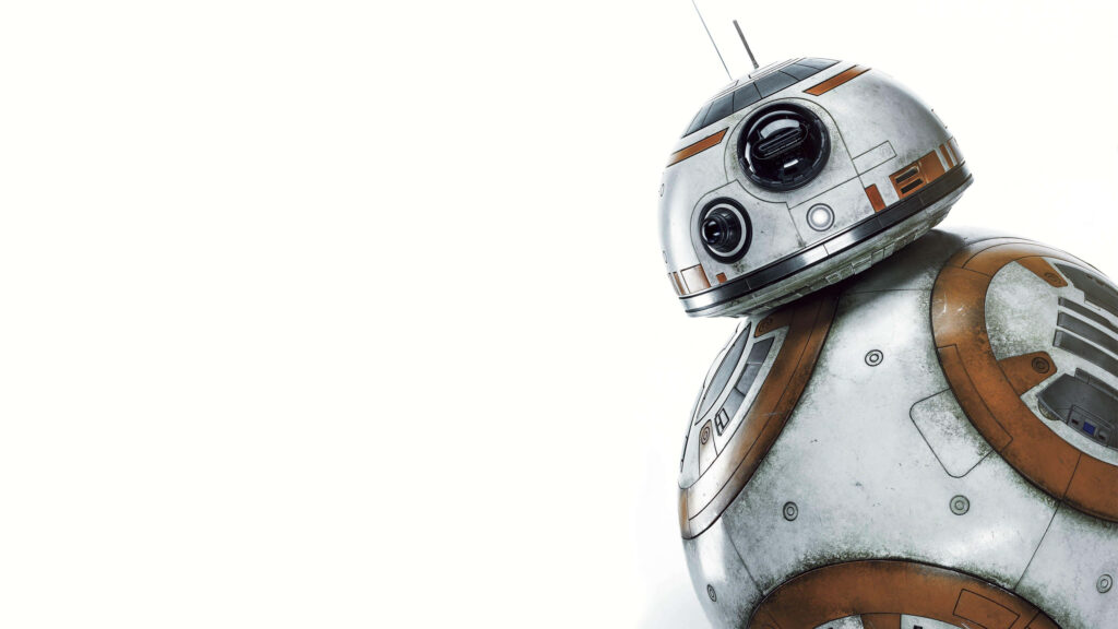 BB-8 Star Wars roller droid on clean white background dynamic wallpaper image
