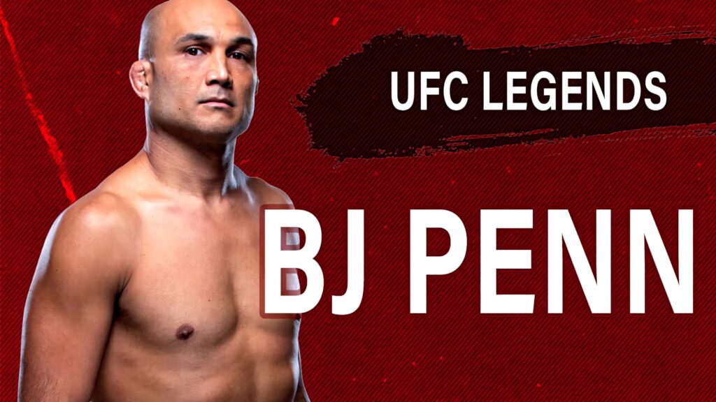 UFC legend BJ Penn confident pose red background iconic MMA fighter wallpaper image
