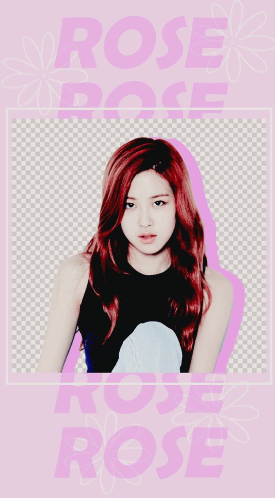 BLACKPINK Rosé wallpaper with reddish hair floral accents soft pink fan-made digital collage